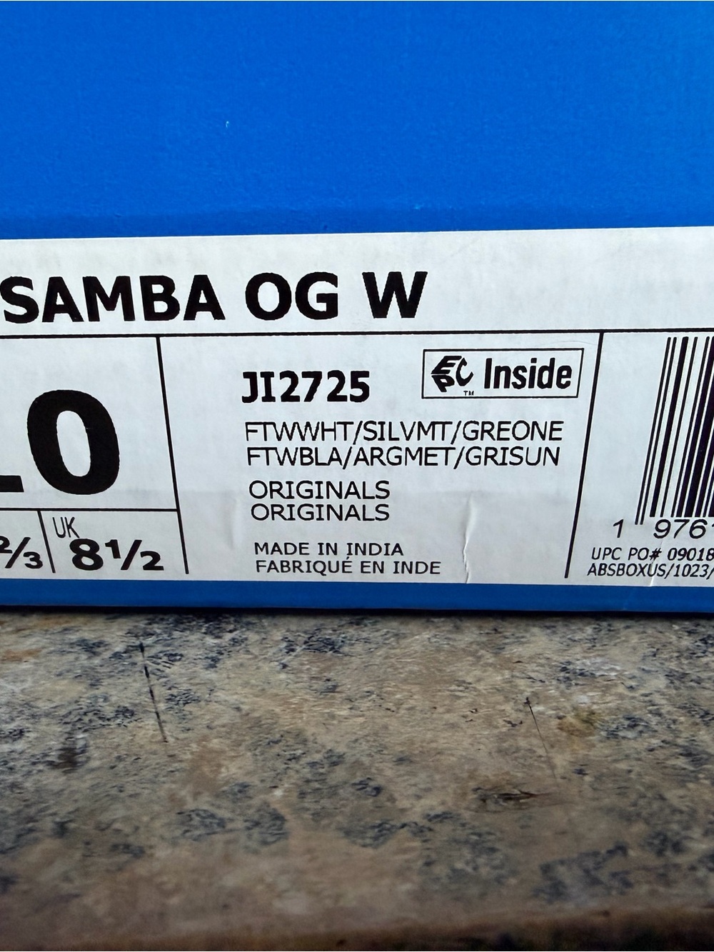 adidas Samba Sneakers - White with Gum Sole and Silver Stripes - Picture 2 of 3